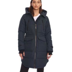 Alpine North vegan down drawstring parka winter hooded coat blue sz M Canada